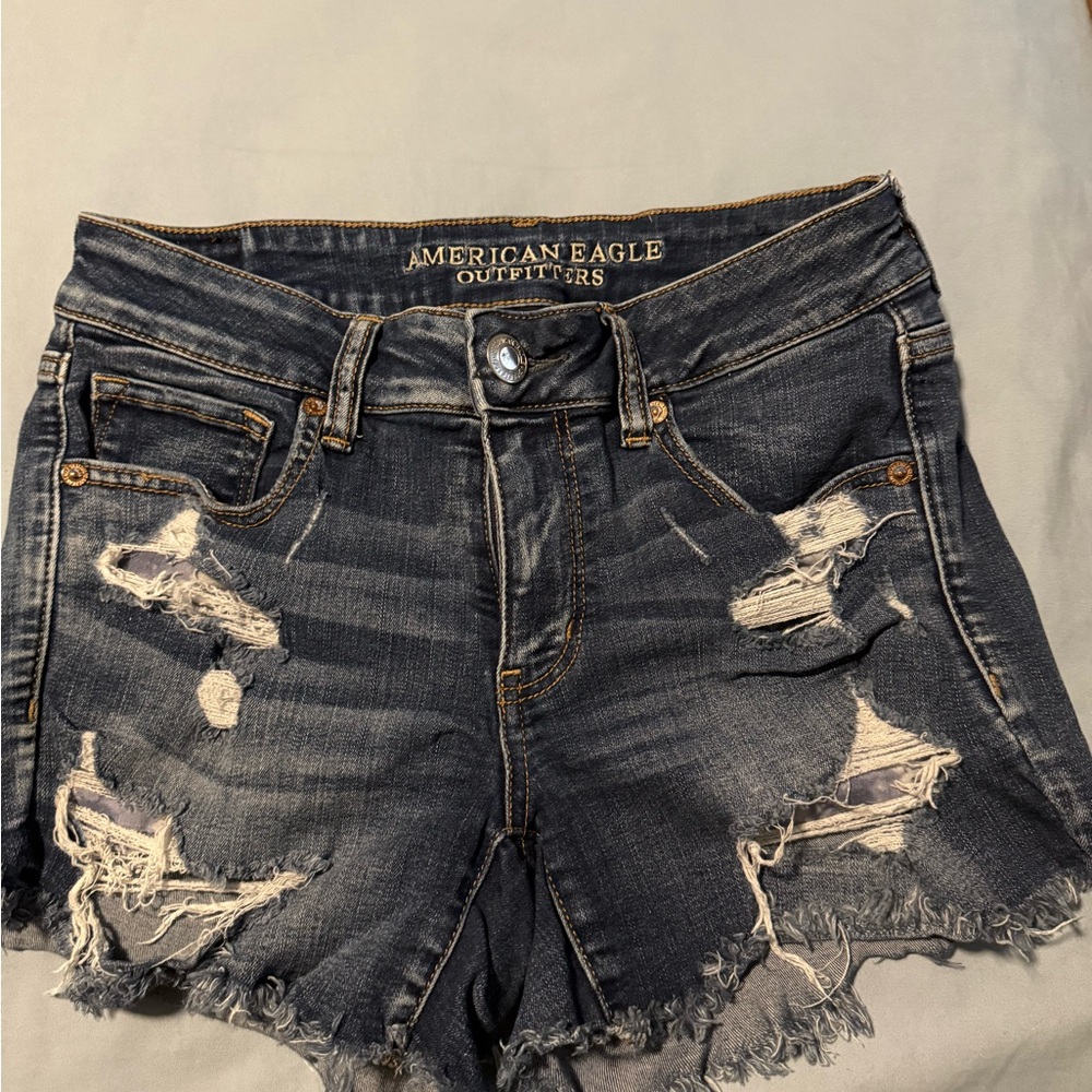 American Eagle Outfitters Blue Jean Shorts Distressed Style